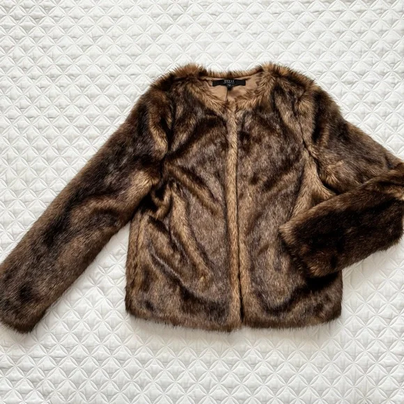 Guess Brown Faux Fur Teddy Jacket Size S - Picture 2 of 15